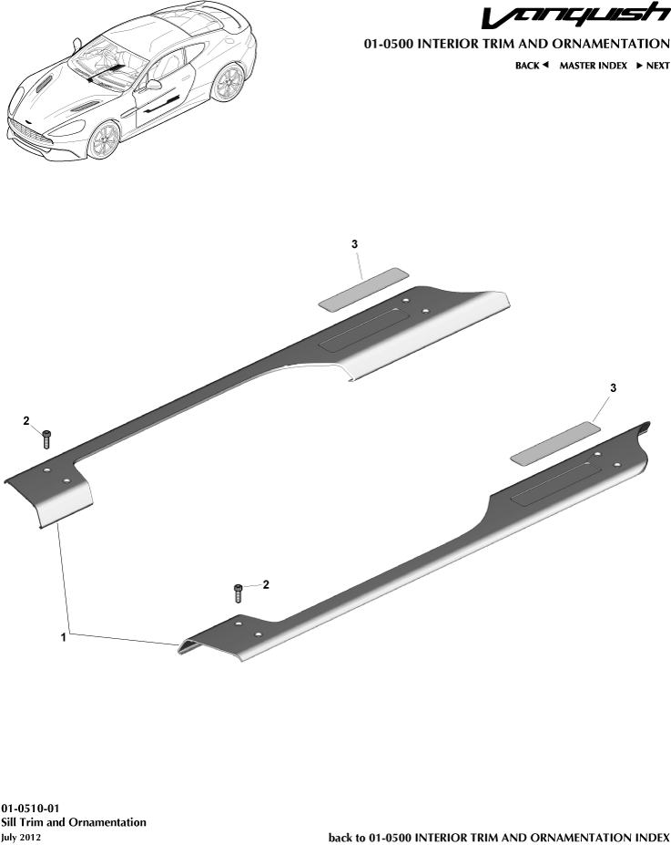 Interior Trim & Ornamentation - Sill Trim & Ornamentation of Aston Martin Aston Martin GT VANQUISH (2013-2018)