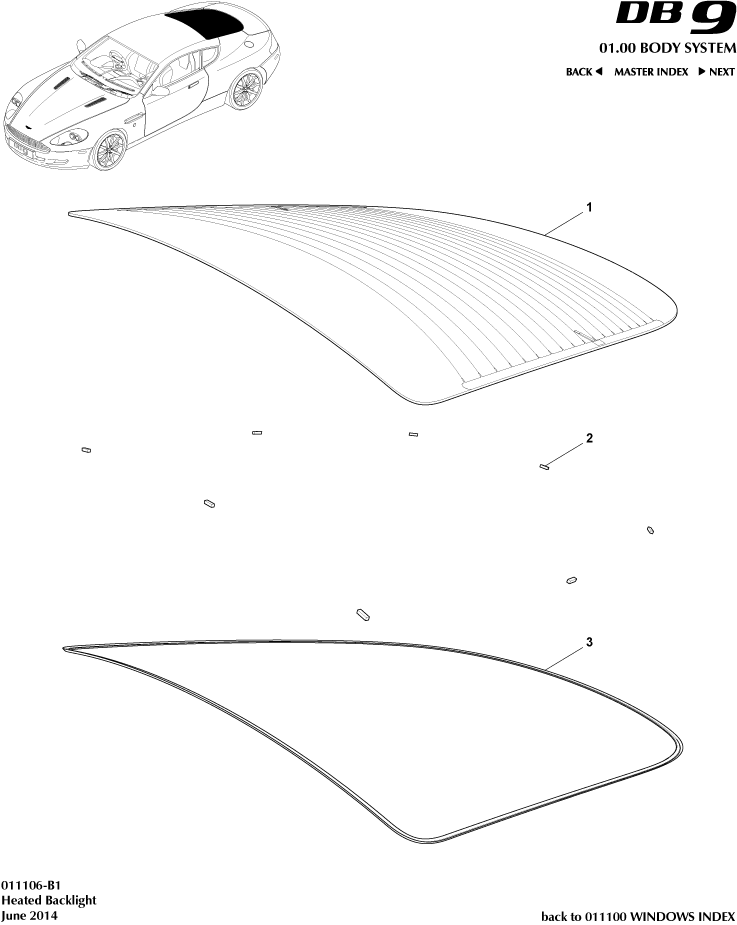 Rear Windscreen of Aston Martin Aston Martin GT DB9 (2004-2017)