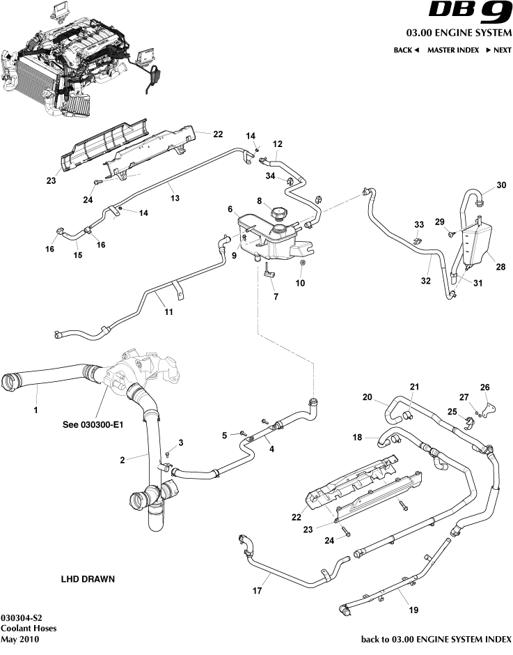 Coolant Hoses & Reservoir of Aston Martin Aston Martin GT DB9 (2004-2017)