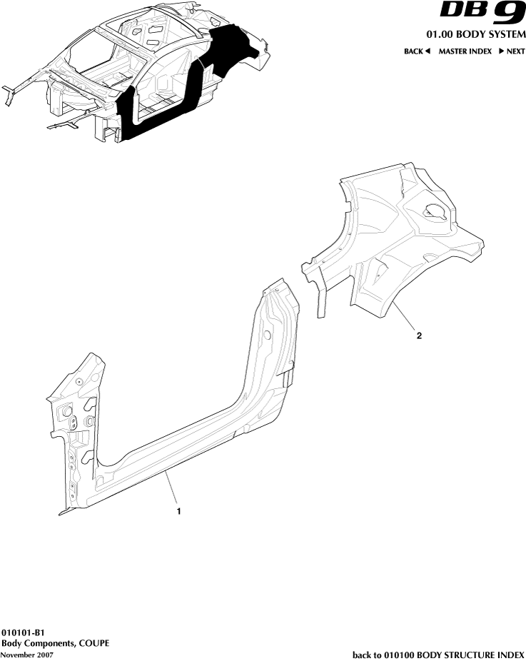Body Structure - Body Components, Coupe of Aston Martin Aston Martin GT DB9 (2004-2017)