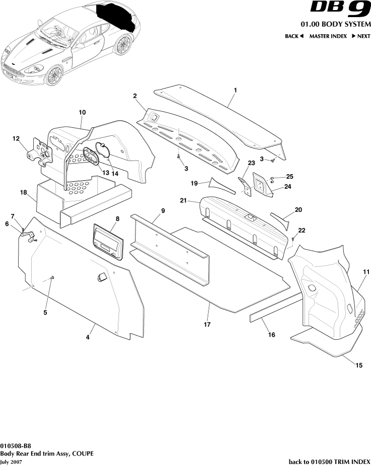 Interior Trim - Rear End Trim, Coupe of Aston Martin Aston Martin GT DB9 (2004-2017)
