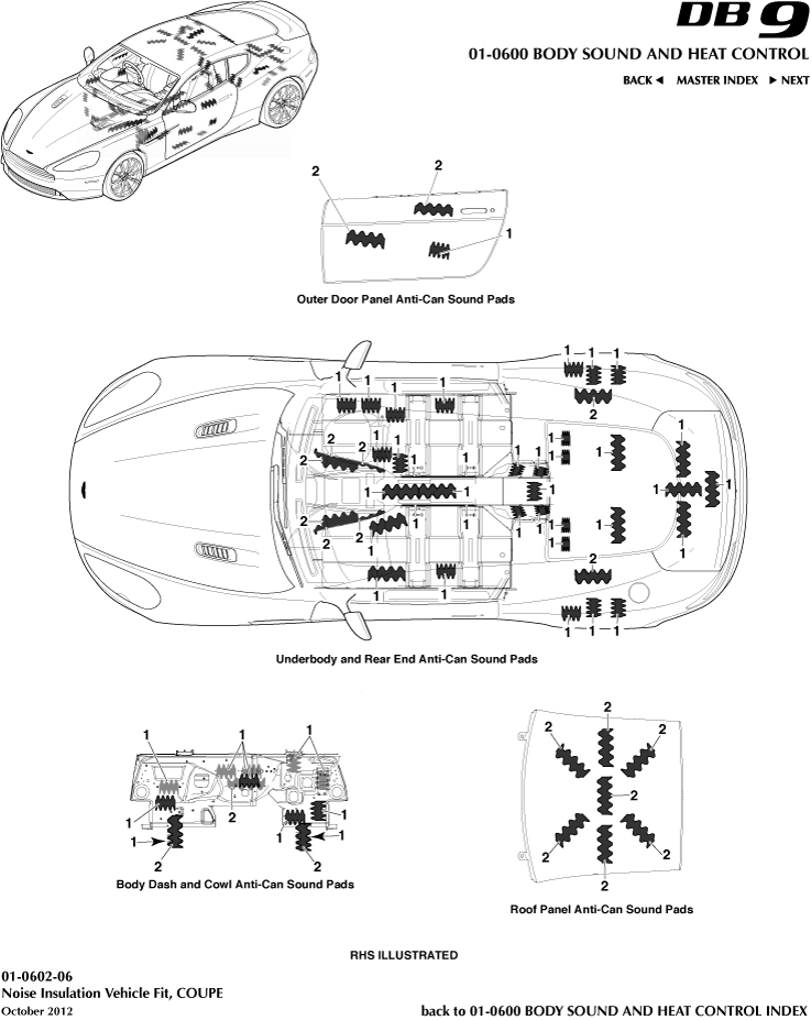 Sound & Heat Control - Noise Insulation, Coupe of Aston Martin Aston Martin GT DB9 (2004-2017)