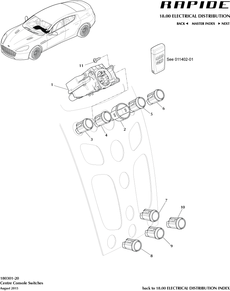 Centre Console Switches of Aston Martin Aston Martin GT RAPIDE (2010-2019)