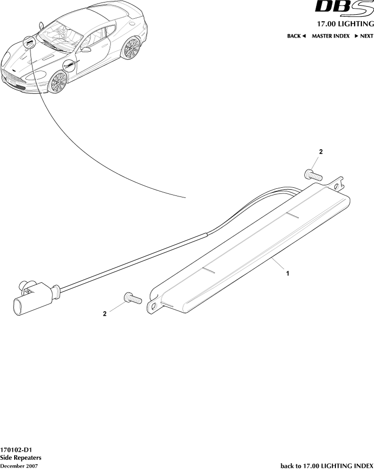Side Repeaters of Aston Martin Aston Martin GT DBS (2007-2012)