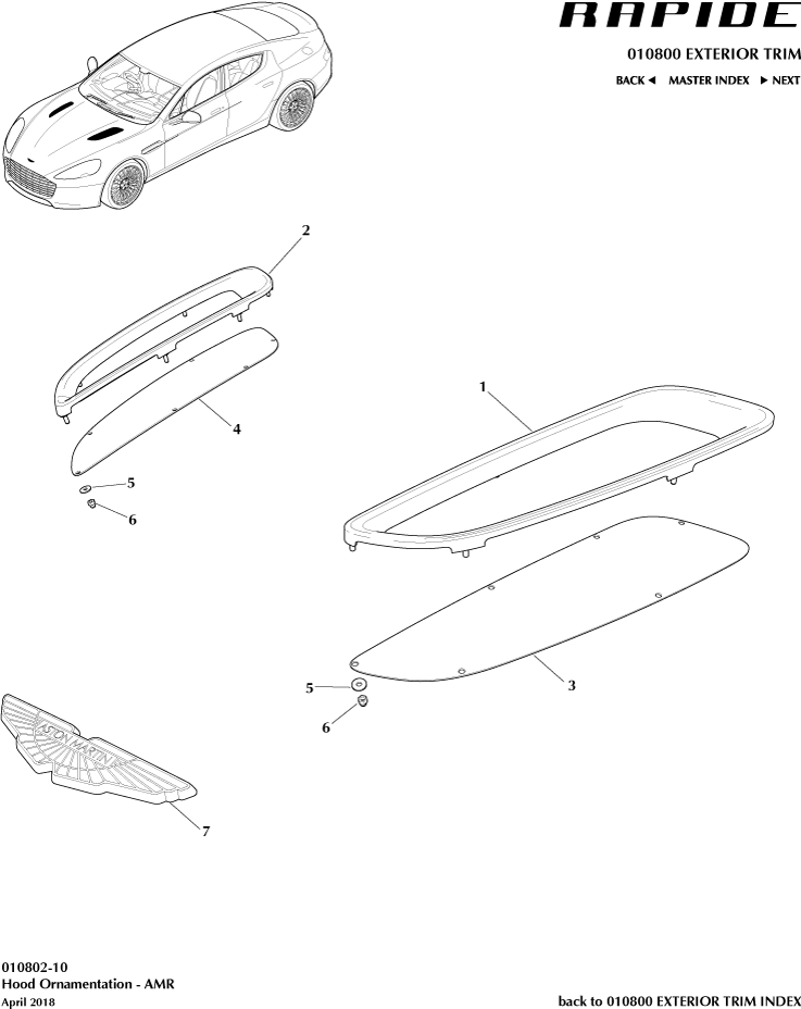 Body Exterior Trim & Ornamentation - Front End Trim, 'AMR' of Aston Martin Aston Martin GT RAPIDE (2010-2019)