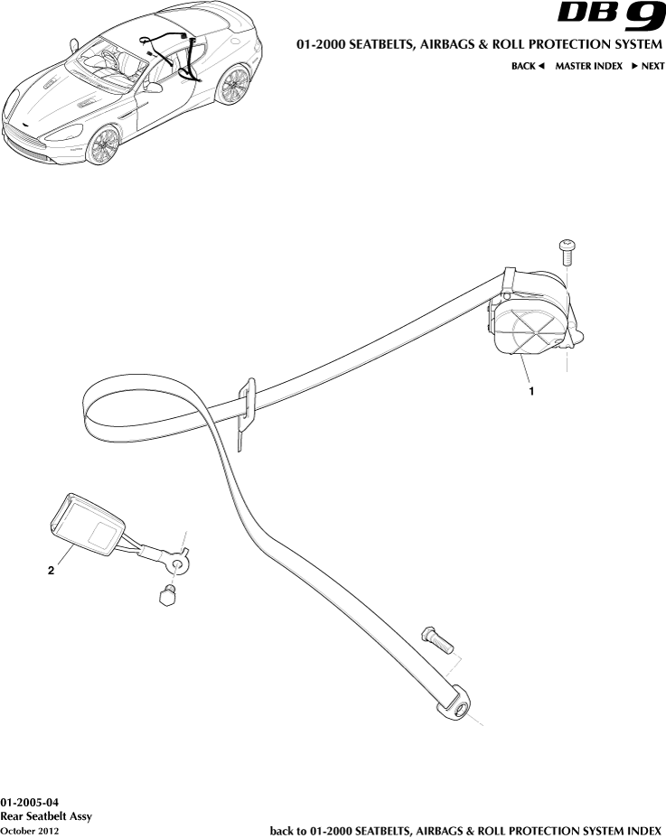 Occupant Restraining Devices - Rear Seat Belts of Aston Martin Aston Martin GT DB9 (2004-2017)