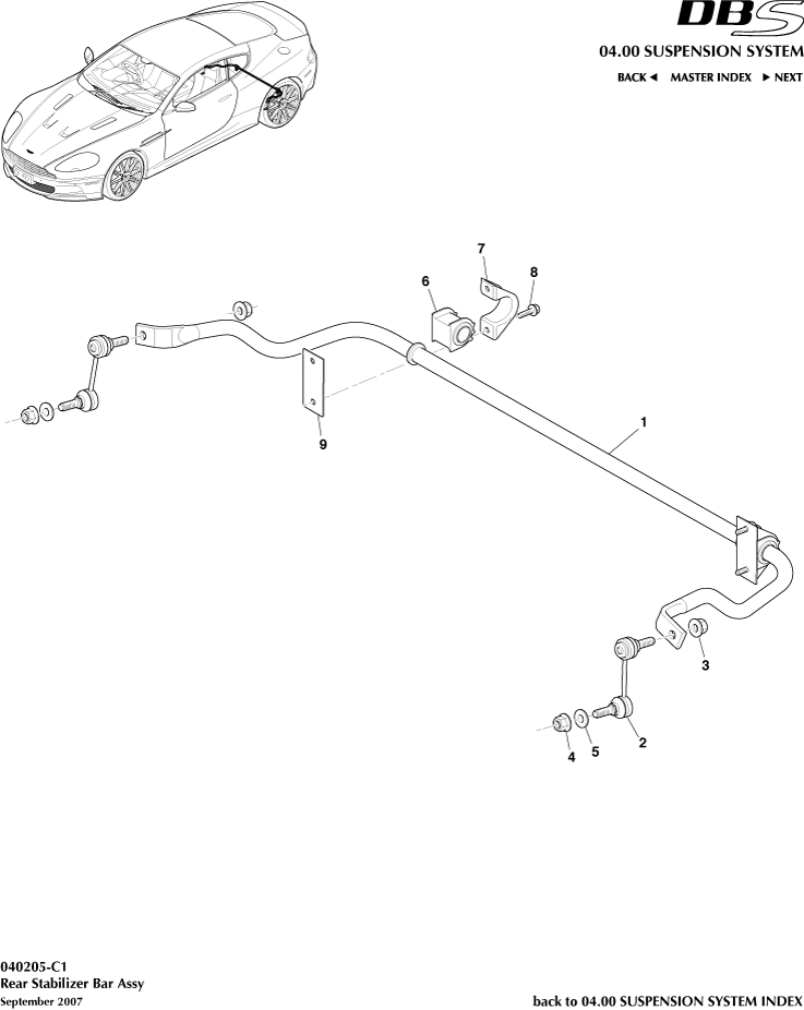 Rear Stabiliser Bar of Aston Martin Aston Martin GT DBS (2007-2012)