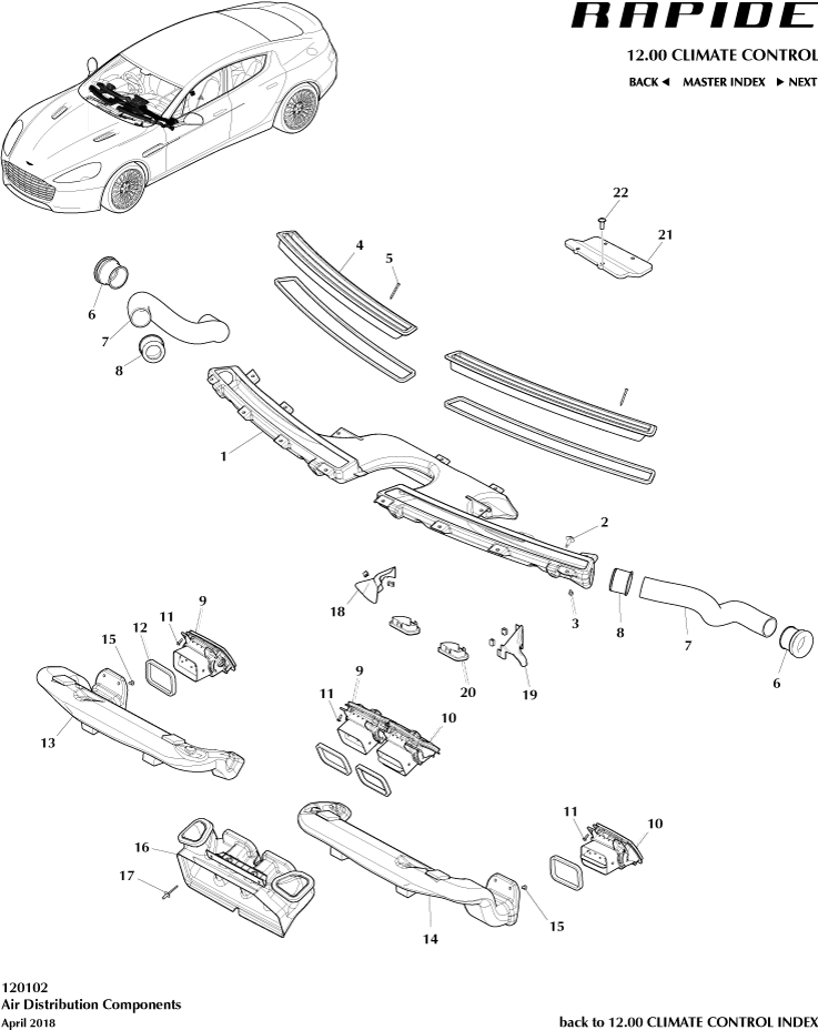 Air Distribution Components of Aston Martin Aston Martin GT RAPIDE (2010-2019)