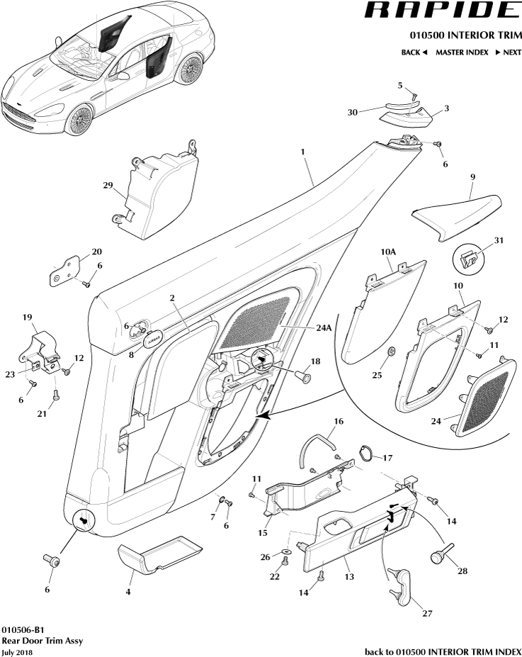 Interior Trim & Ornamentation - Rear Door Trim Panel of Aston Martin Aston Martin GT RAPIDE (2010-2019)