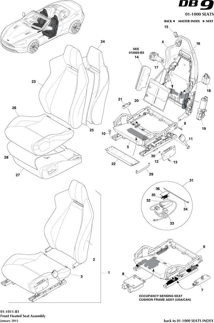 Front Heated Seats of Aston Martin Aston Martin GT DB9 (2004-2017)