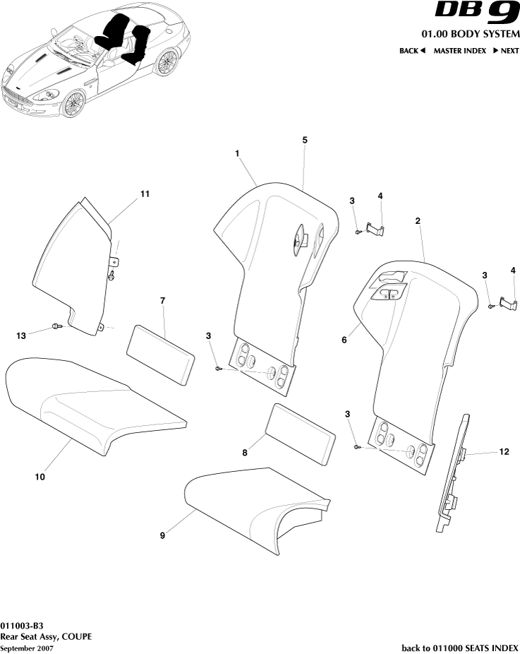Rear Seat, Coupe of Aston Martin Aston Martin GT DB9 (2004-2017)