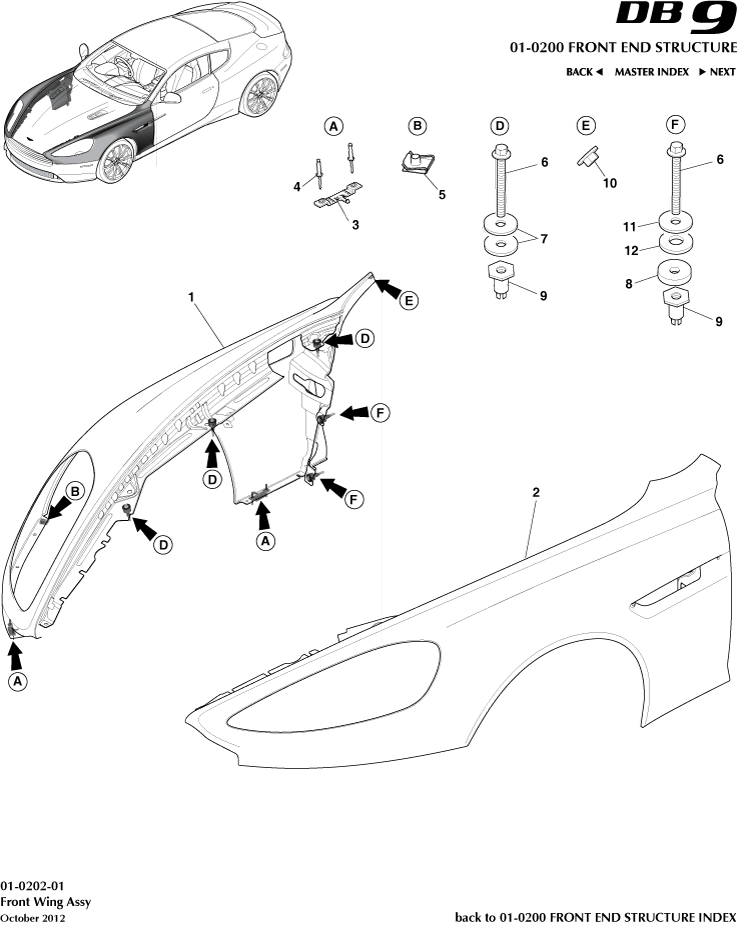 Front End Structure - Front Wings of Aston Martin Aston Martin GT DB9 (2004-2017)