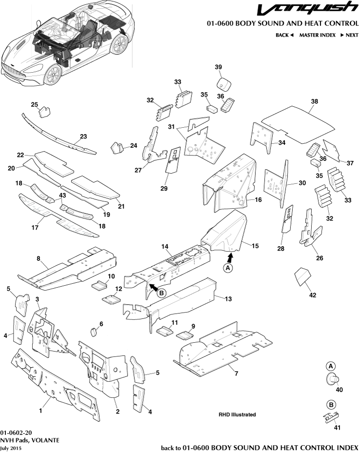 Sound & Heat Control - Noise Insulation, Volante of Aston Martin Aston Martin GT VANQUISH (2013-2018)