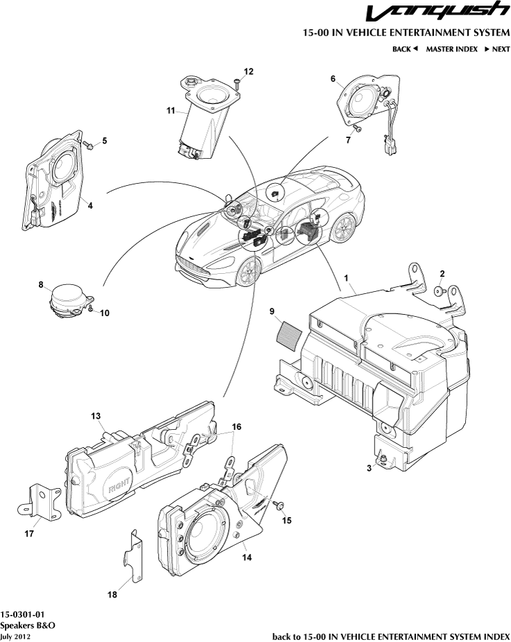 Speakers, B&O of Aston Martin Aston Martin GT VANQUISH (2013-2018)