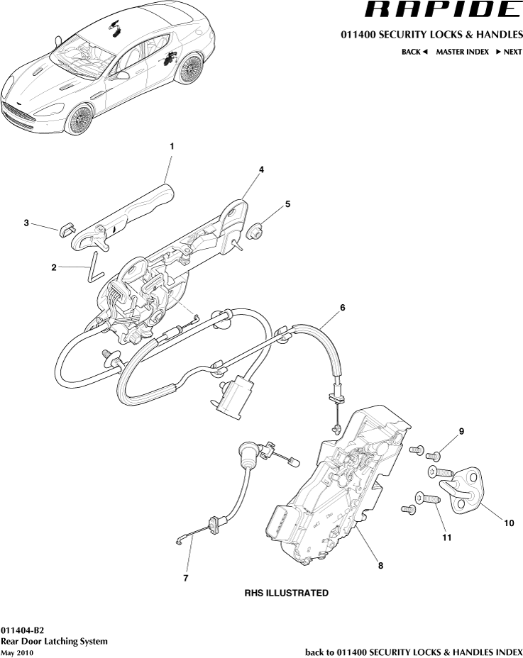 Handles & Locks Mechanisms - Rear Door Latch of Aston Martin Aston Martin GT RAPIDE (2010-2019)