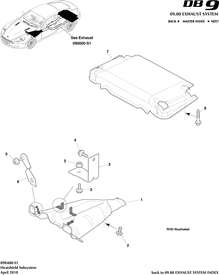 Heatshield Subsystem of Aston Martin Aston Martin GT DB9 (2004-2017)