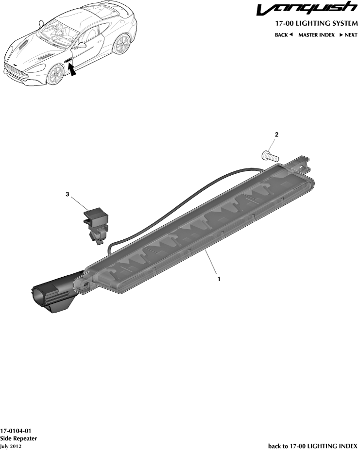 Side Repeaters of Aston Martin Aston Martin GT VANQUISH (2013-2018)