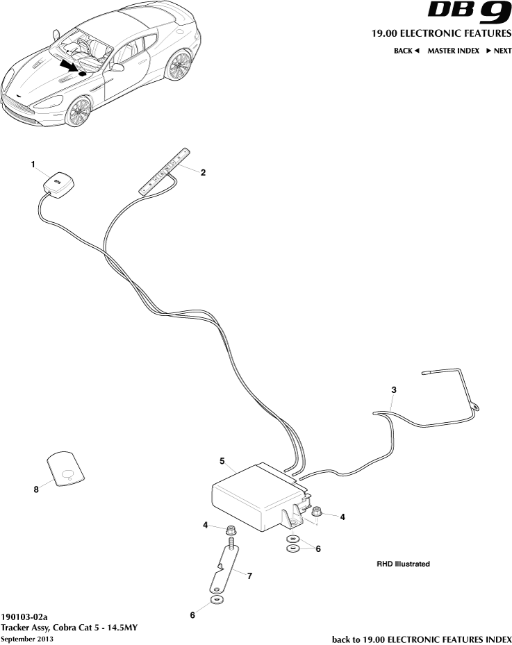 Cobra CAT 5 Tracker, 14.5MY of Aston Martin Aston Martin GT DB9 (2004-2017)