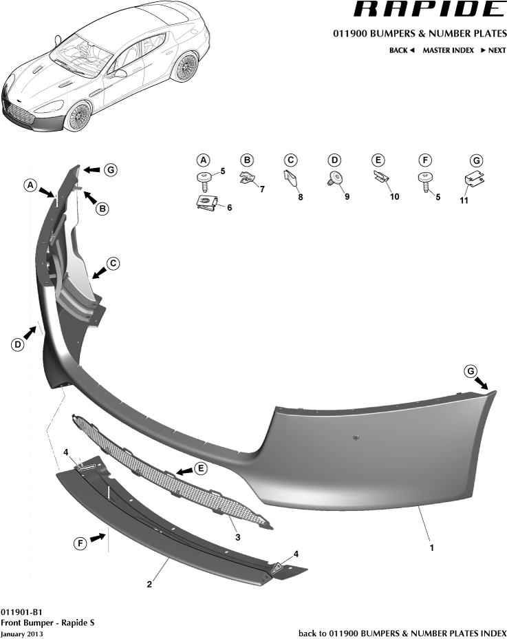 Front Bumper, 'S' of Aston Martin Aston Martin GT RAPIDE (2010-2019)