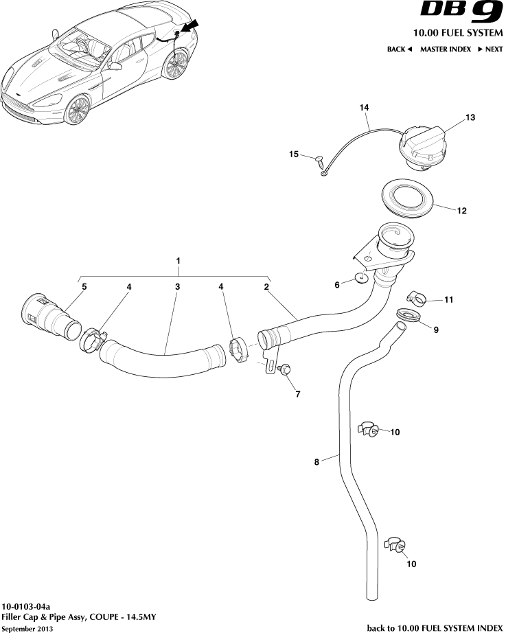 Fuel Filler Assembly, Coupe 14.5MY of Aston Martin Aston Martin GT DB9 (2004-2017)