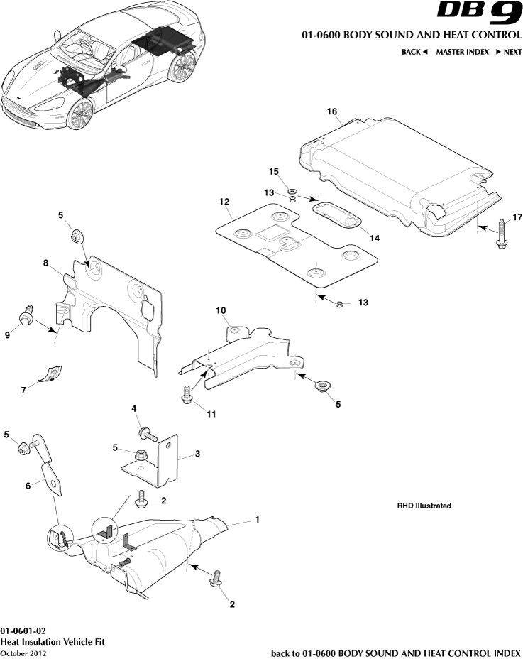 Sound & Heat Control - Heat Insulation, Vehicle Fit of Aston Martin Aston Martin GT DB9 (2004-2017)