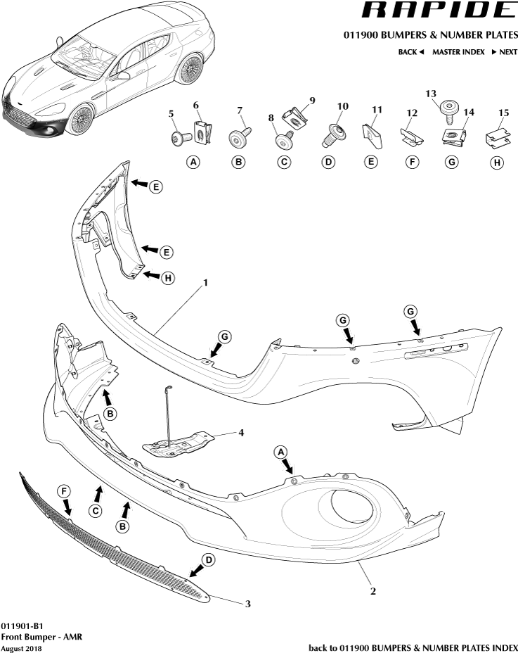 Front Bumper, 'AMR' of Aston Martin Aston Martin GT RAPIDE (2010-2019)