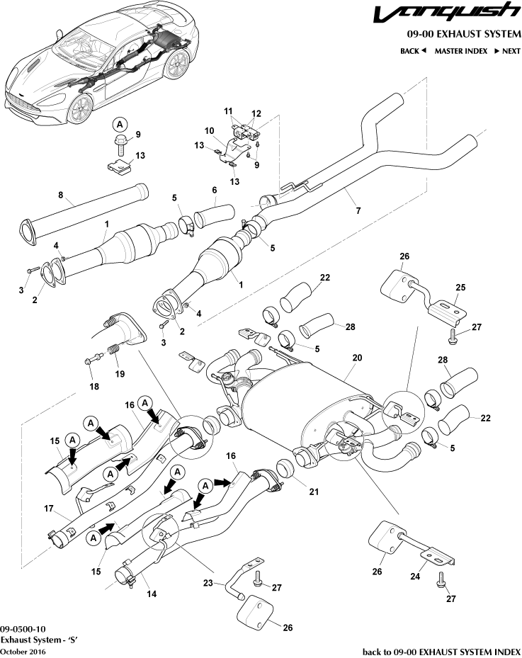 Exhaust System, 'S' of Aston Martin Aston Martin GT VANQUISH (2013-2018)