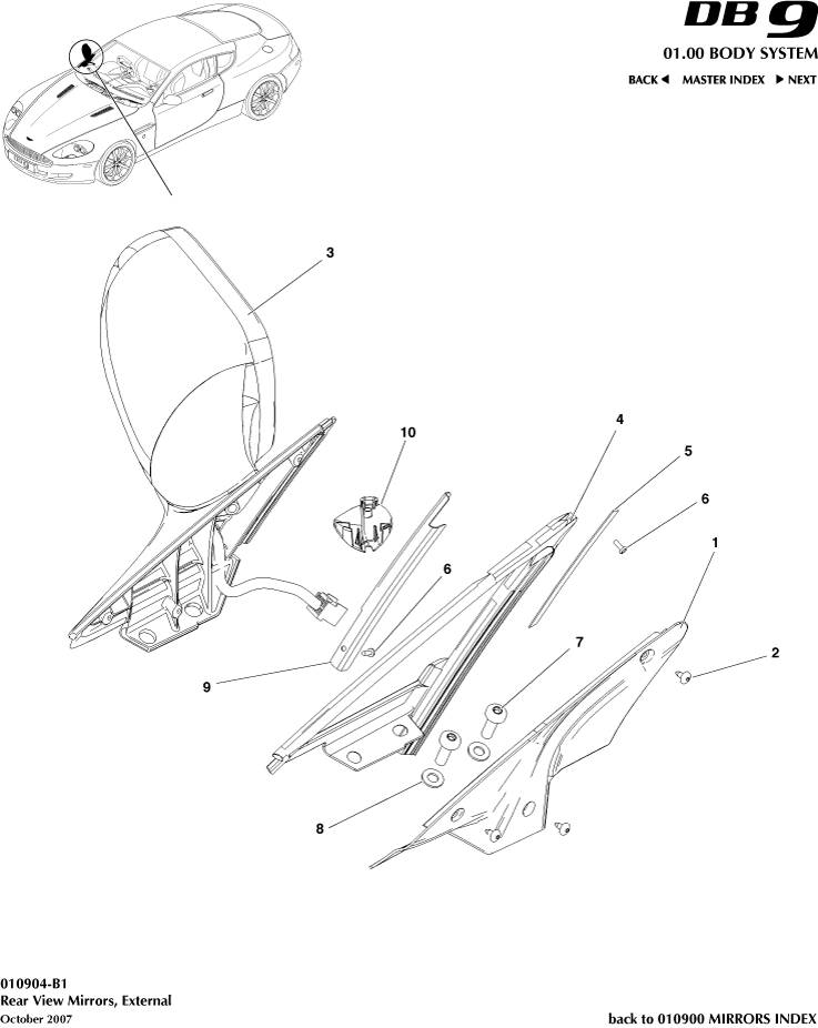 Exterior Rear View Mirrors of Aston Martin Aston Martin GT DB9 (2004-2017)