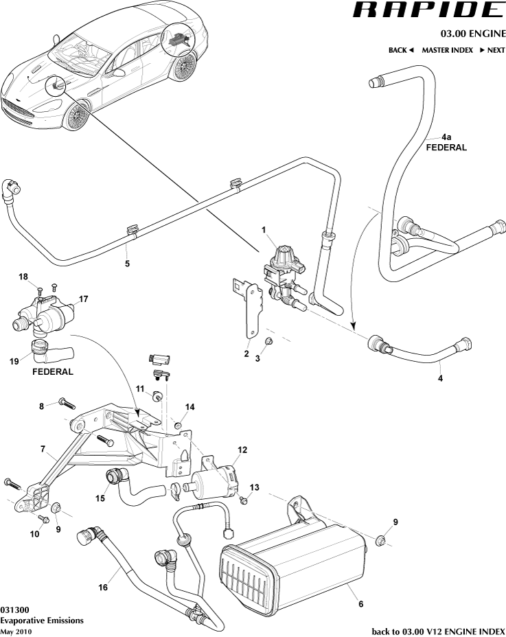 Evaporative Emissions of Aston Martin Aston Martin GT RAPIDE (2010-2019)