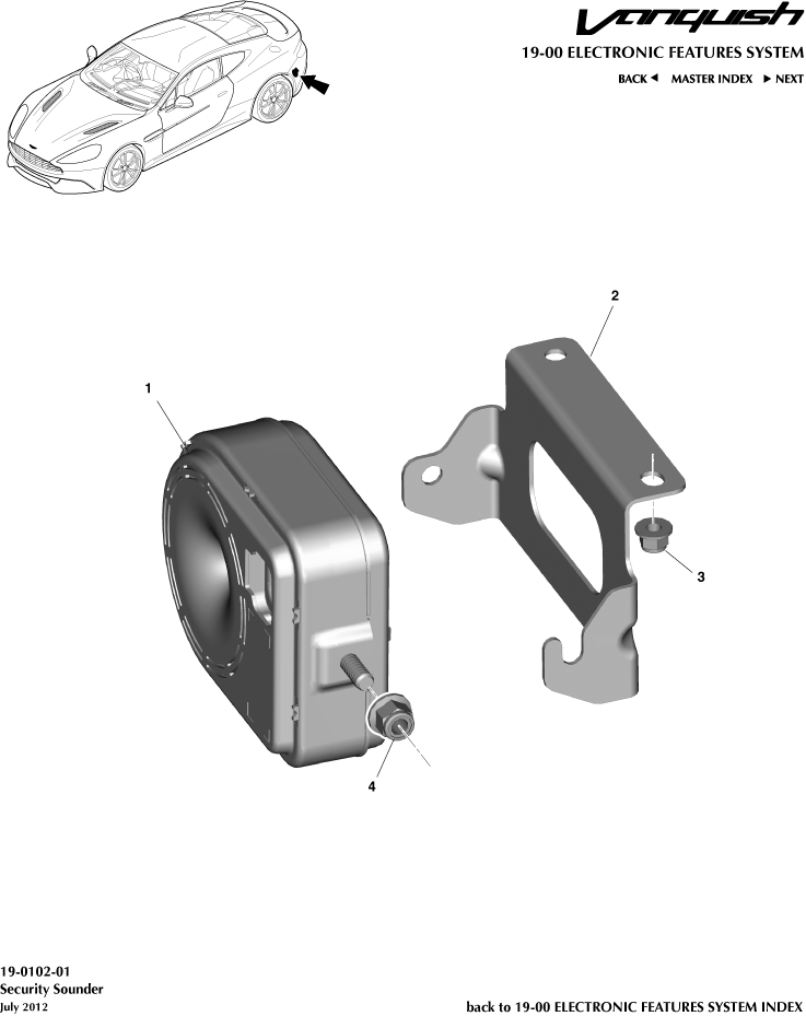 Alarm Horns & Sirens of Aston Martin Aston Martin GT VANQUISH (2013-2018)