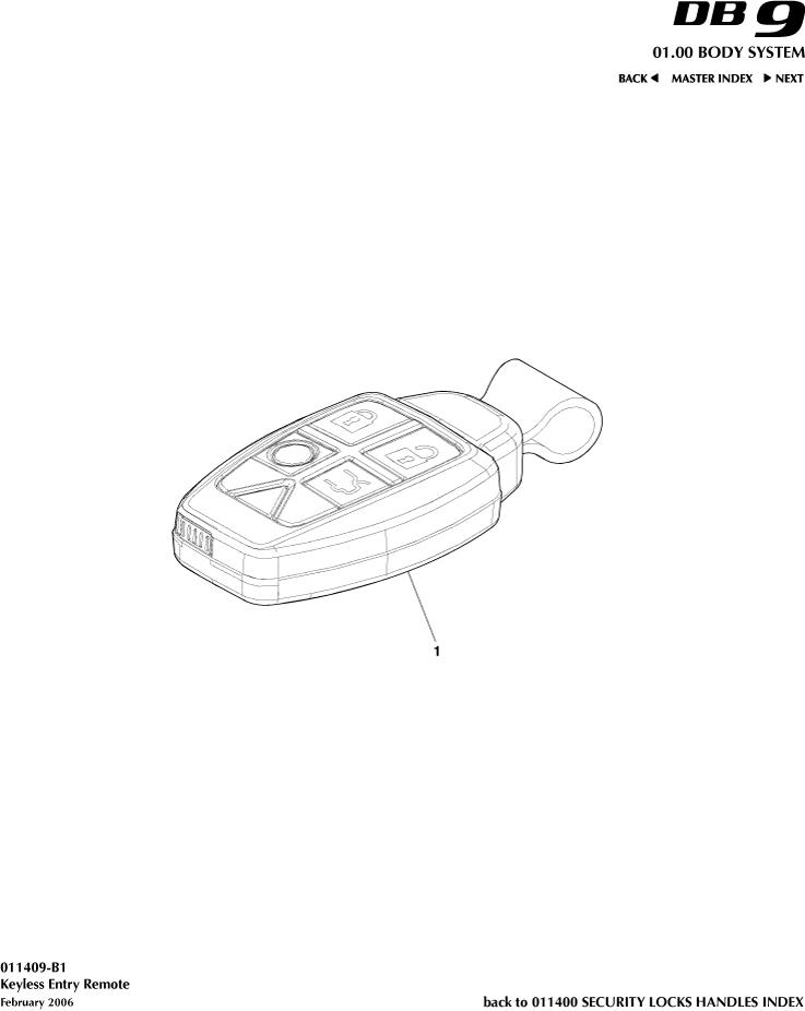Security Locks and Handles - Keyless Entry Remote of Aston Martin Aston Martin GT DB9 (2004-2017)