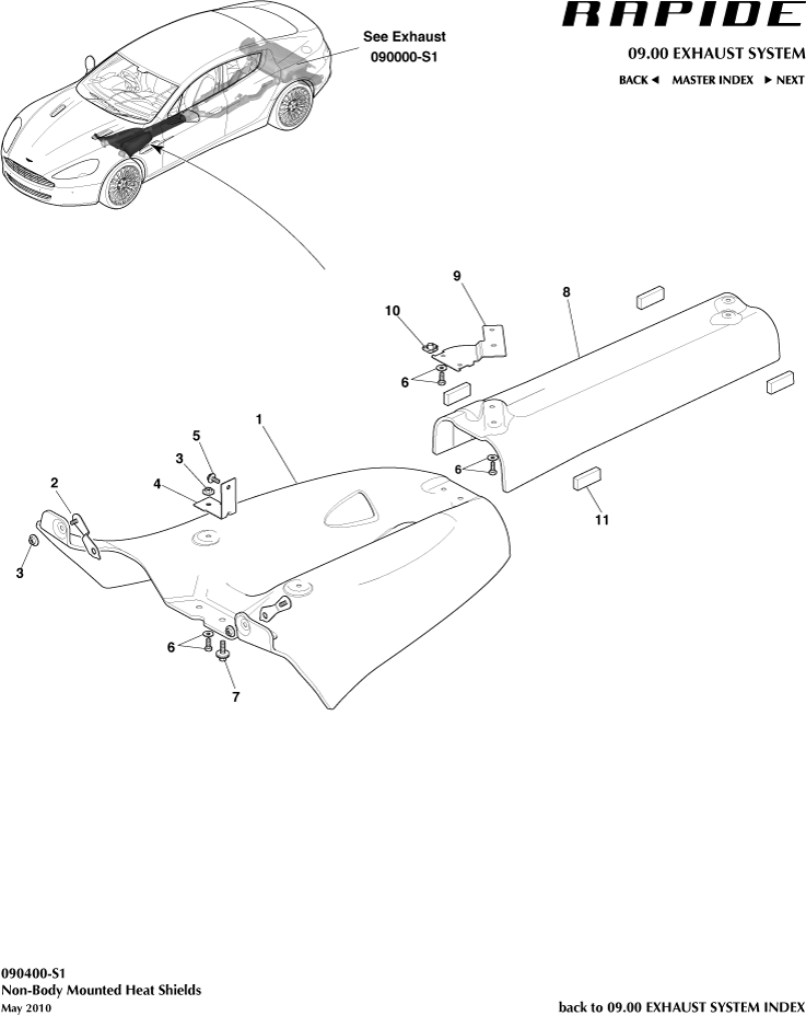 Heat Shields, Rear of Aston Martin Aston Martin GT RAPIDE (2010-2019)