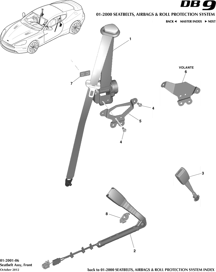 Occupant Restraining Devices - Front Seat Belts of Aston Martin Aston Martin GT DB9 (2004-2017)