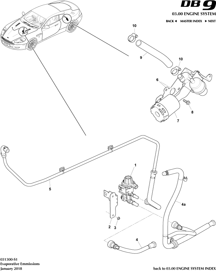 Evaporative Emissions of Aston Martin Aston Martin GT DB9 (2004-2017)