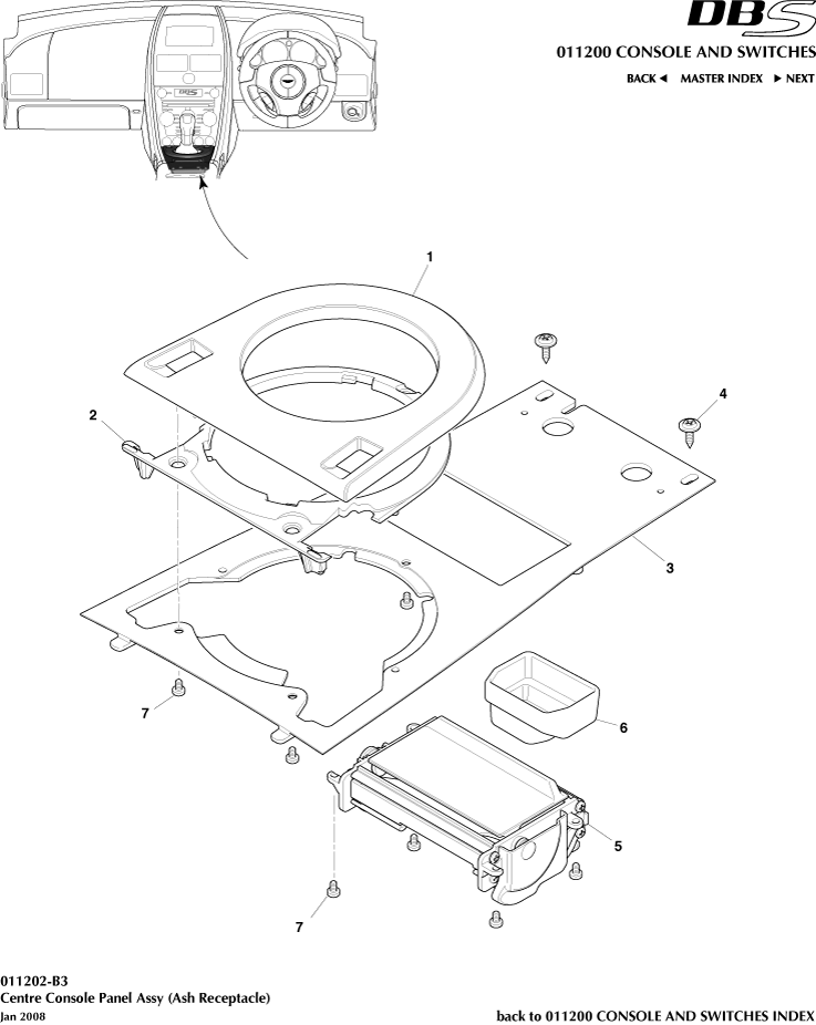 Console and Switches - Centre Console, Manual of Aston Martin Aston Martin GT DBS (2007-2012)