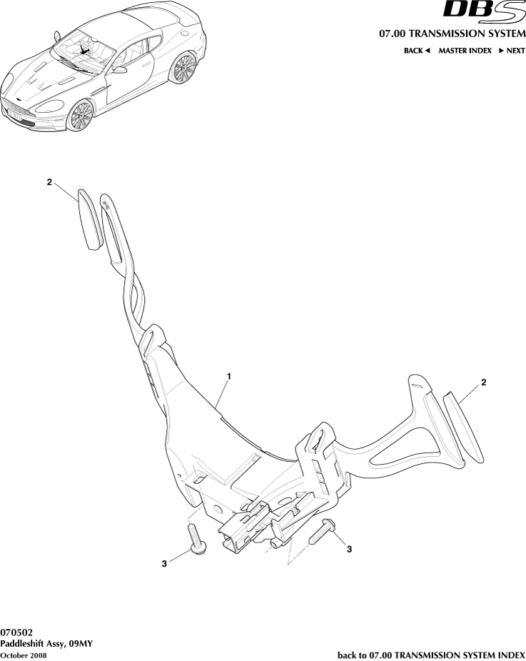 Paddleshift of Aston Martin Aston Martin GT DBS (2007-2012)