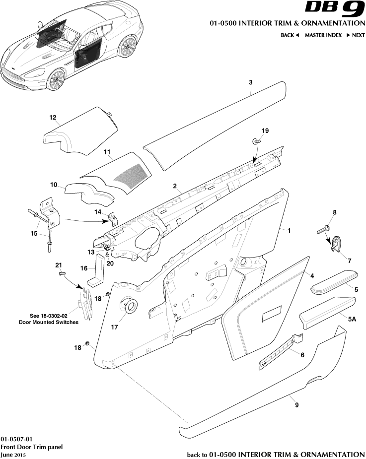 Interior Trim & Ornamentation - Front Door Trim Panel of Aston Martin Aston Martin GT DB9 (2004-2017)