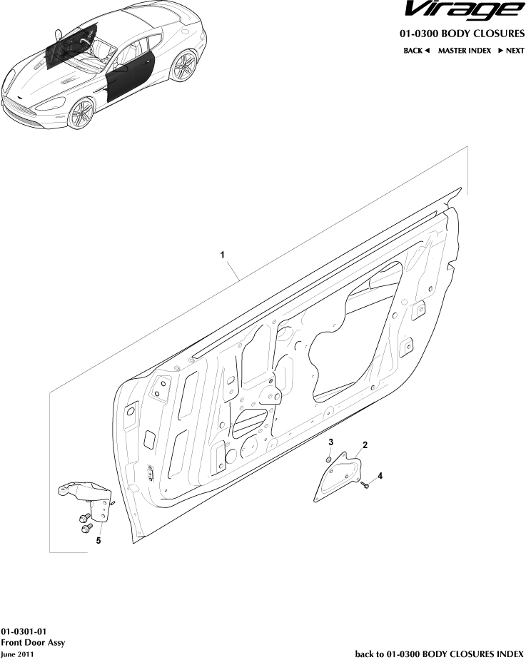 Body Closures - Front Door Assembly of Aston Martin Aston Martin GT VIRAGE (2012-2013)