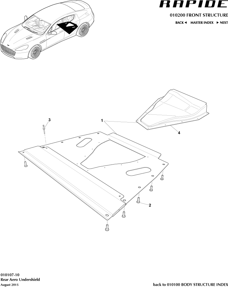 Body Structure - Rear Undershield of Aston Martin Aston Martin GT RAPIDE (2010-2019)