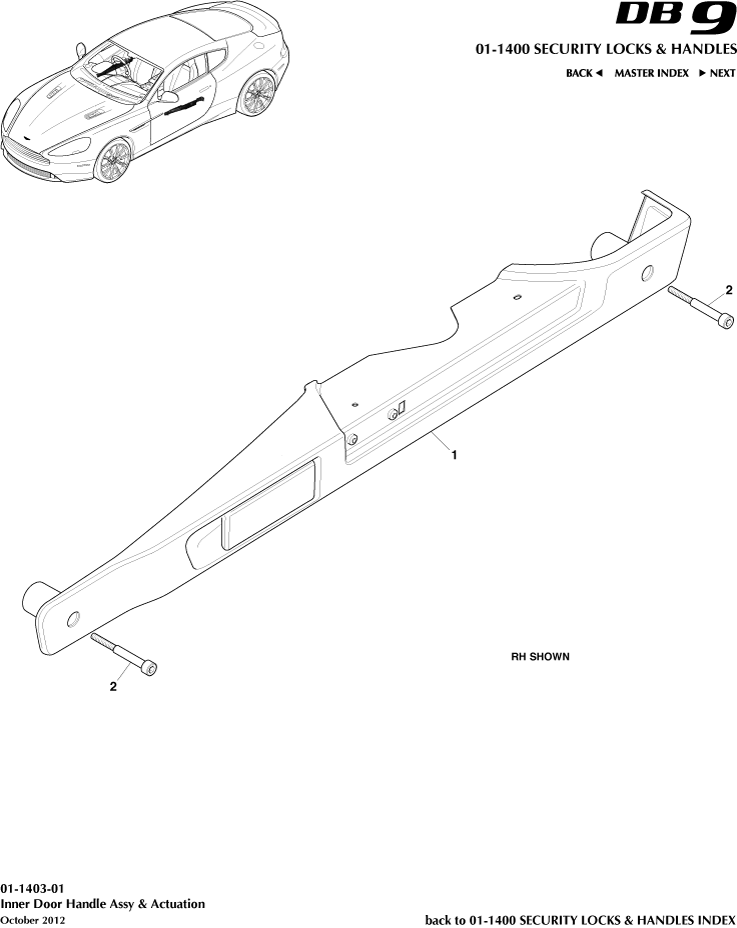 Handles & Locks Mechanisms - Inner Handles & Actuation of Aston Martin Aston Martin GT DB9 (2004-2017)