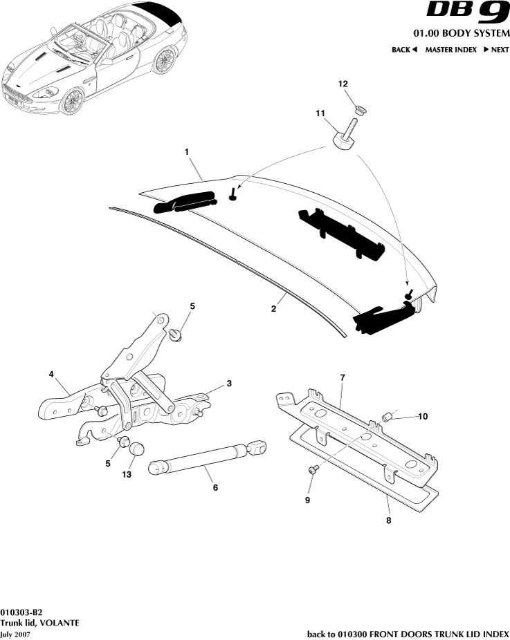 Body Closures - Trunk Lid, Volante of Aston Martin Aston Martin GT DB9 (2004-2017)