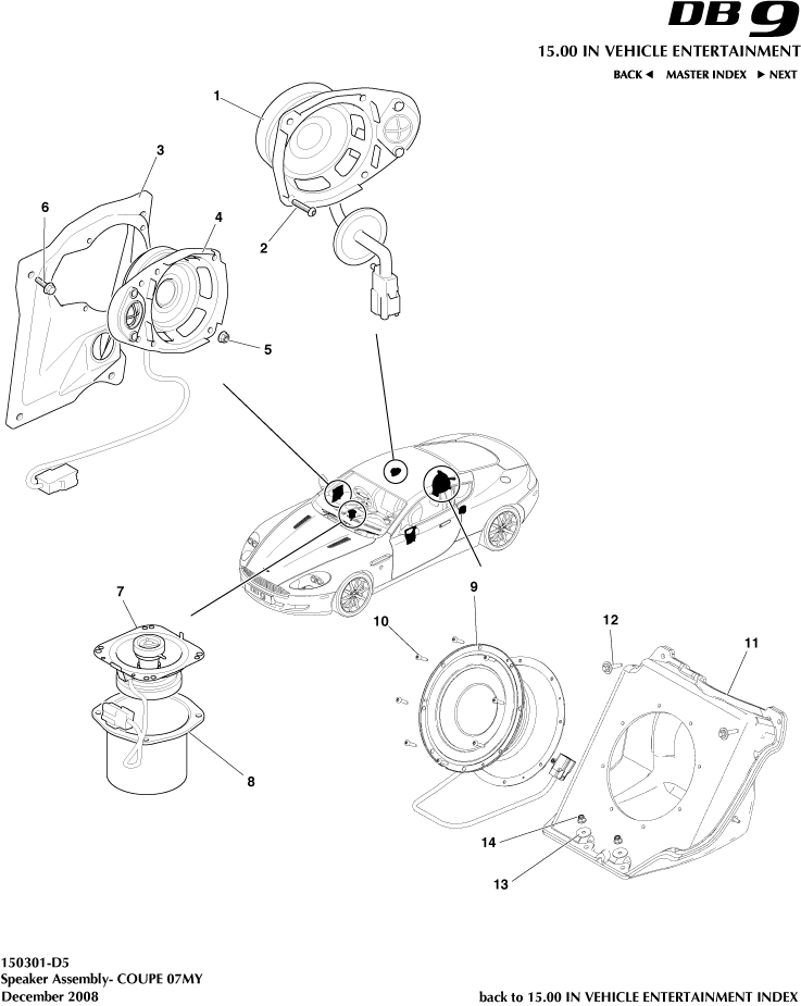 Speakers, 07MY, Coupe of Aston Martin Aston Martin GT DB9 (2004-2017)