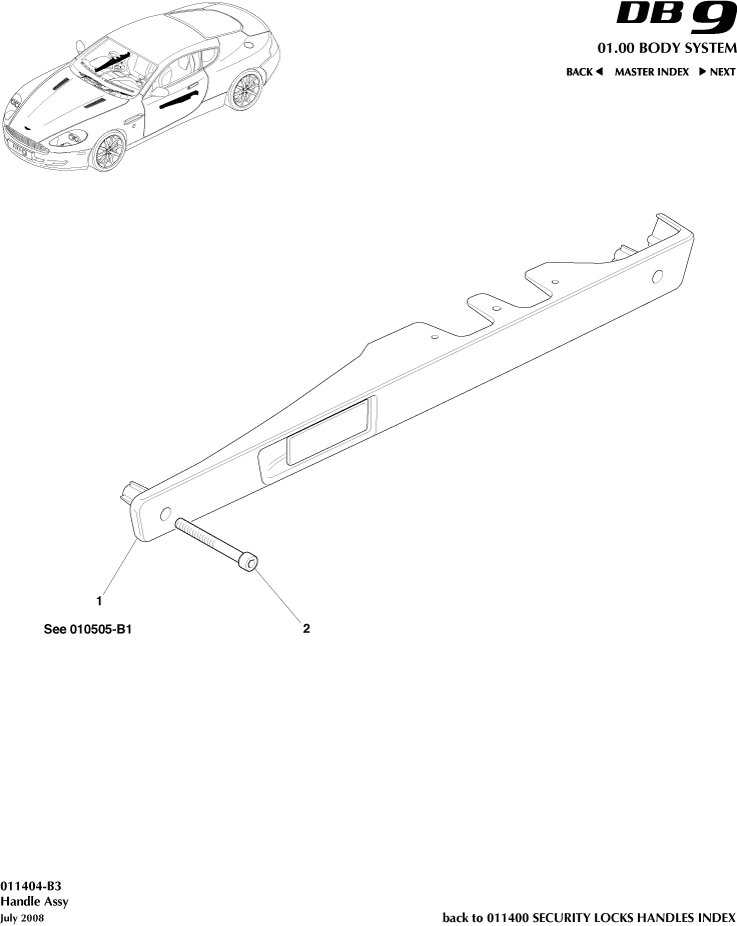 Security Locks and Handles - Handle Assembly of Aston Martin Aston Martin GT DB9 (2004-2017)