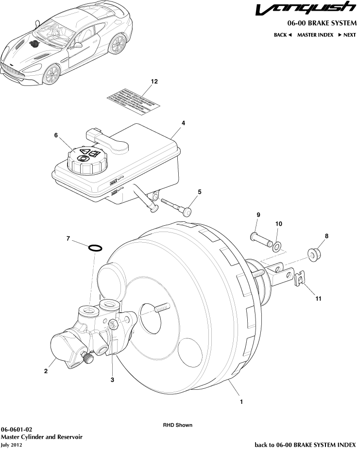 Master Cylinder & Reservoir of Aston Martin Aston Martin GT VANQUISH (2013-2018)