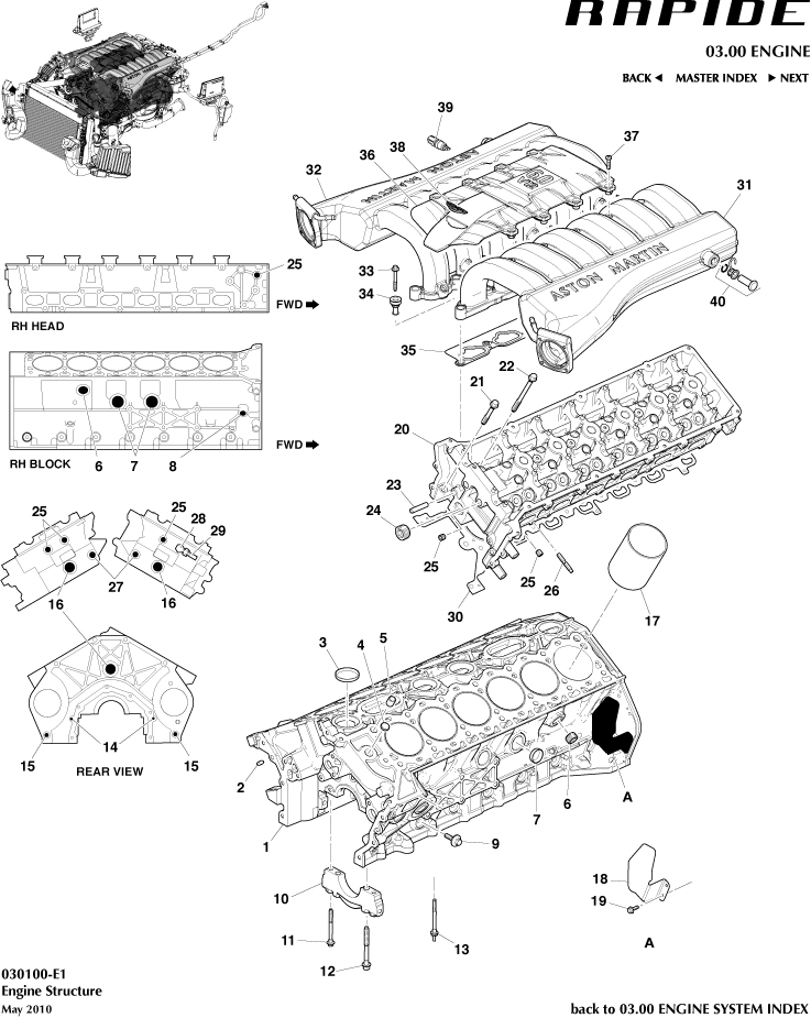 Engine Structure of Aston Martin Aston Martin GT RAPIDE (2010-2019)