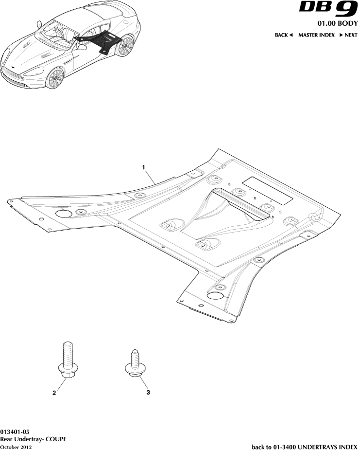 Rear Undertray, Coupe of Aston Martin Aston Martin GT DB9 (2004-2017)