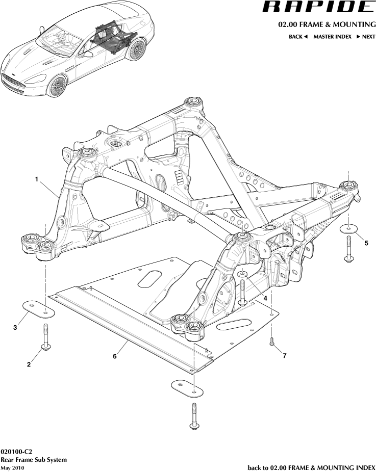 Rear Subframe of Aston Martin Aston Martin GT RAPIDE (2010-2019)