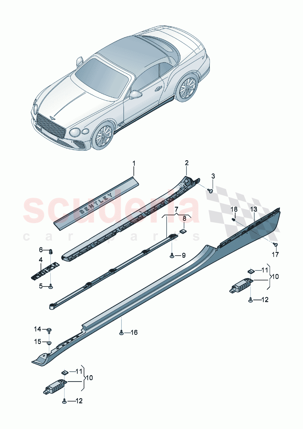 Trim for side section- sill D - MJ 2022>> - MJ 2022 of Bentley Bentley New Continental Convertible (2019-2024)