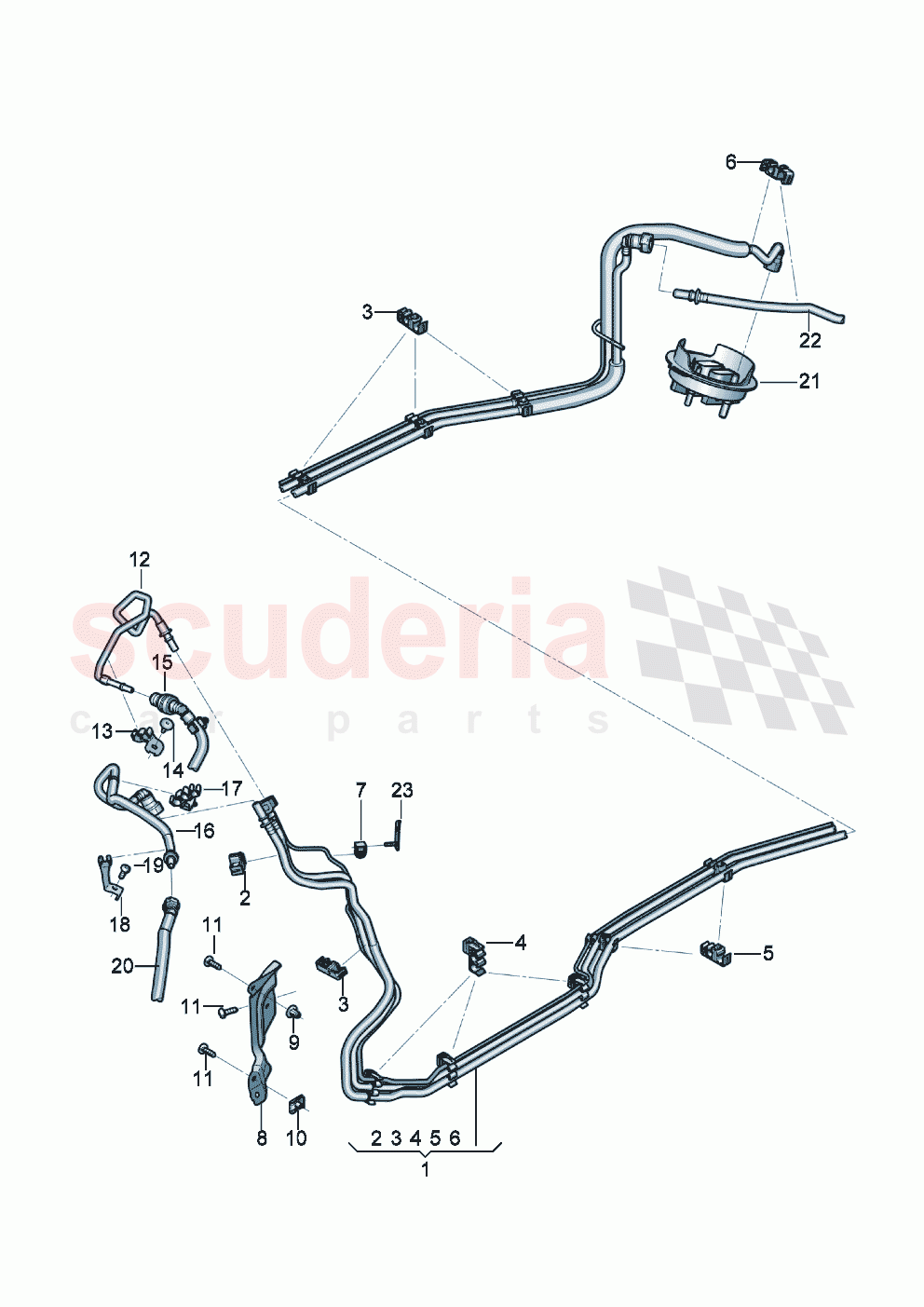 1 set of fuel pipes with breather tube Fuel supply line Breather line of Bentley Bentley New Continental Convertible (2019-2024)