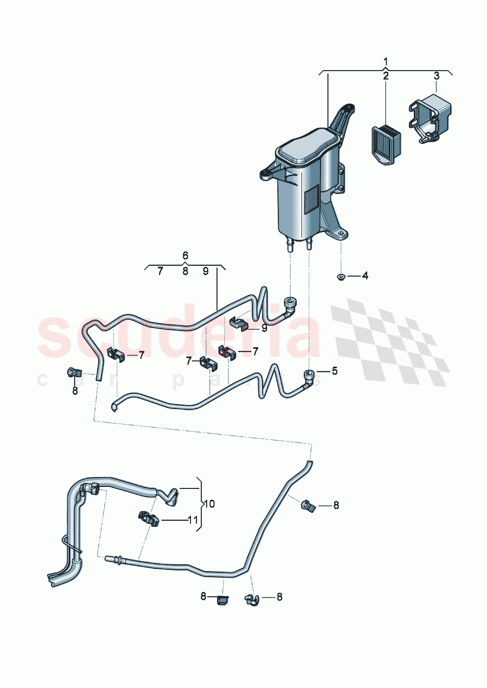 vapour container for activated charcoal canister ventilation for fuel tank of Bentley Bentley New Continental Convertible (2019-2024)